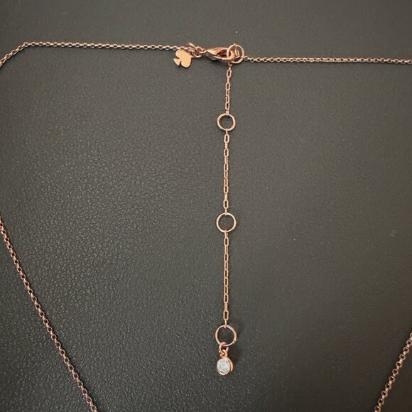 Kate Spade Signed CZ Pave Heart Mini Pendant Necklace in Rose Gold tone Metal - Picture 4 of 6